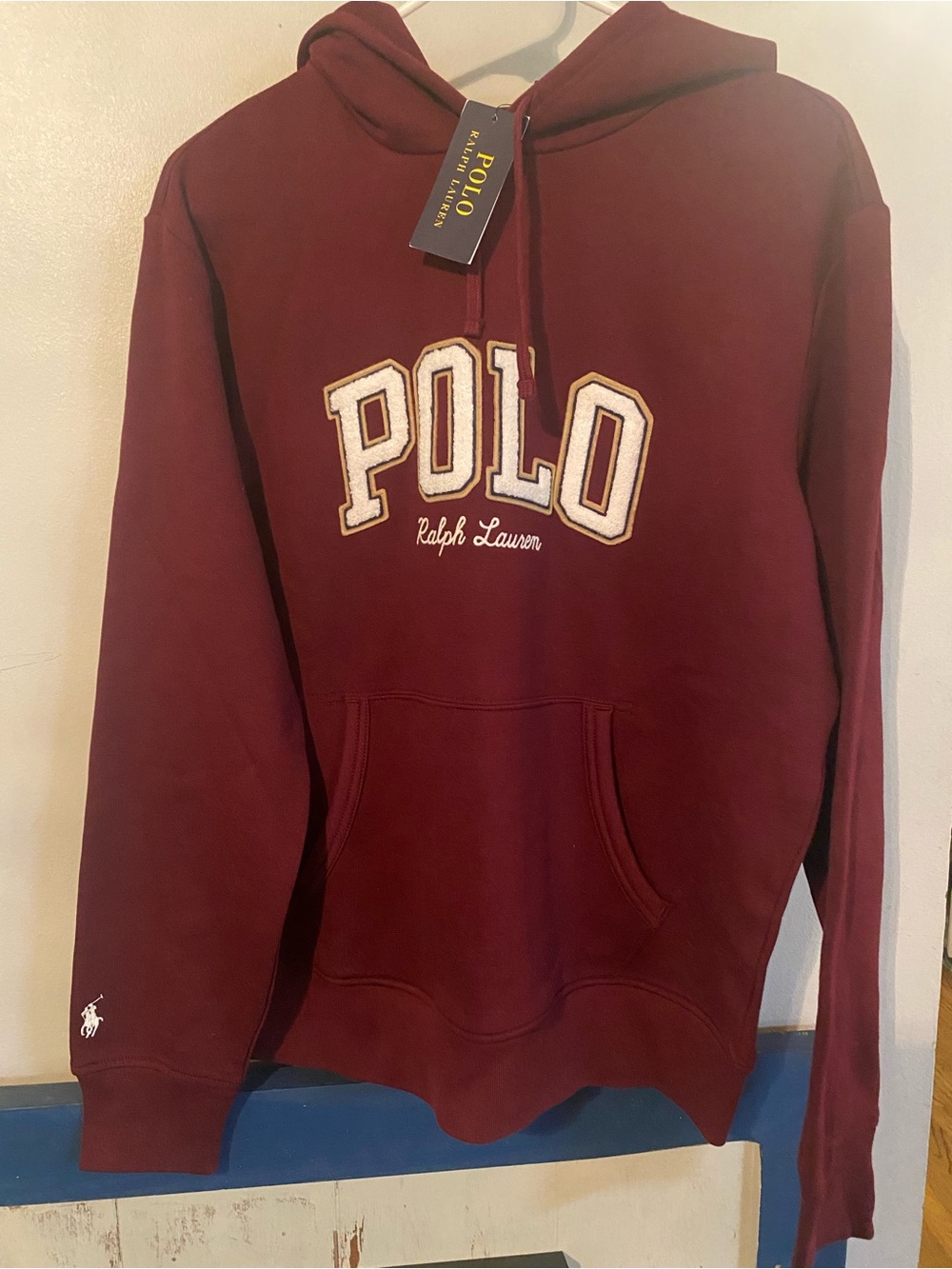 New W/tags Mens Polo Ralph Lauren Pullover Hoody Sweatshirt,medium,burgundy